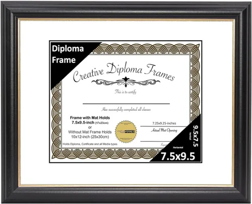 Vista 42 de Creative Picture Frames Marco de diploma Rockefeller de 6 x 8 pulgadas, color negro con borde dorado, muestra un certificado de 6 x 8 pulgadas u