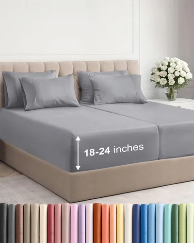 Vista 123 de Juego de sábanas de tamaño king, transpirables, refrescantes, con esquinas extraprofundas de 18-24 pulgadas, de ajuste fácil y seguro, suaves, sin