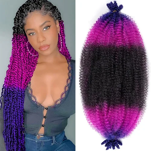 Vista 26 de 3 paquetes de cabello rizado afro elástico de 10 pulgadas, cabello trenzado Marley Twist 1B preseparado de ganchillo sintético suave para rastas