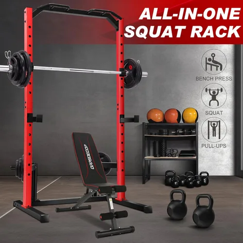 Vista 4 de OPPSDECOR Power Cage Power Rack, Multi-Functional Weight Cage with More Training Attachments, Heavy-Duty Construction Squat Rack for Home Gym