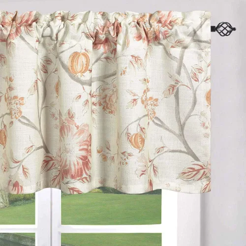 Vista 12 de Leeva Elegantes cortinas azules con pájaros en capas para sala de estar, cortinas de media ventana con textura de lino, bolsillo para barra