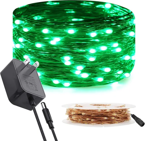 Vista 14 de RUICHEN Guirnalda de luces LED con cable de cobre de 33 pies, 100 luces LED con carrete, color naranja
