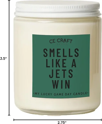 Vista 8 de CE Craft - Huele como una victoria de los Jets - Vela con tema de fútbol, regalo de Nueva York, aroma a pastel de cumpleaños