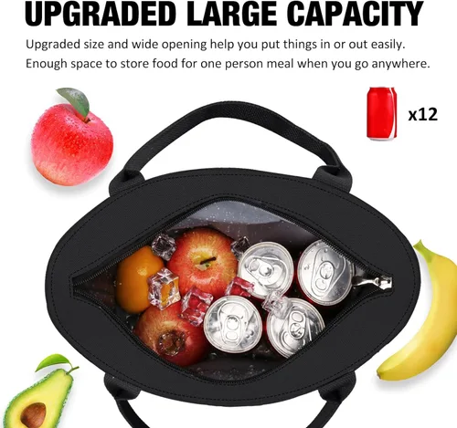 Vista 9 de Aosbos Bolsa de almuerzo, lonchera aislada para mujer, a prueba de fugas, bolsa de almuerzo para el trabajo, color negro