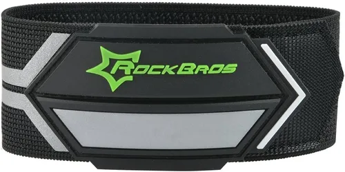 ROCKBROS Correa de pantalones de bicicleta Pantalones de ciclismo Banda de puño Reflectante Muñequera para deportes al aire libre (2 piezas) Negro