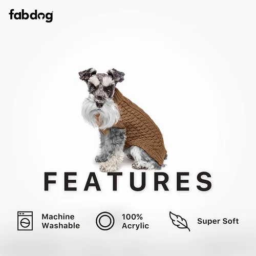 Vista 3 de Suéter superabrigado para perro, con cuello alto, de fabdog, Camel