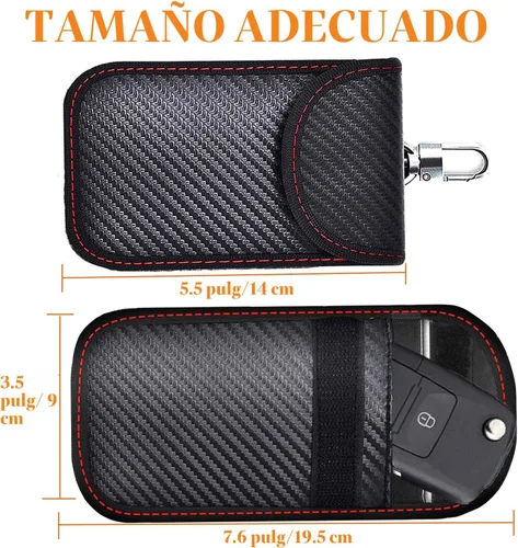 Vista 5 de Bolsa Faraday mejorada para llavero (paquete de 2), protector de llavero Faraday de alta calidad, bloqueo de señal RFID para automóvil, bolsa