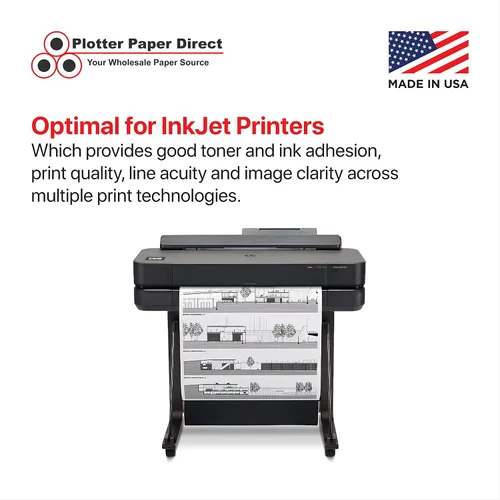 Vista 5 de Plotter Paper Direct (24 libras, recubierto, 2 rollos, núcleo de 2 pulgadas, 24 pulgadas x 150 pies) para impresión CAD en impresoras de chorro