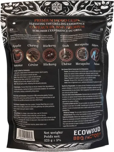 Vista 2 de Don Bardo - Chips de madera para ahumar - manzana, cereza, mezquite, nogal y roble. Se puede utilizar en parrillas de gas o carbón. Astillas