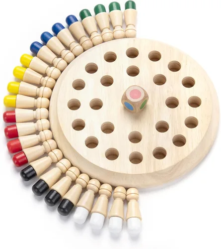 Juego de Memoria y Ajedrez de Madera: Juegos de Mesa Familiares para Niños y Adultos, Juguete Educativo de Aprendizaje Montessori para Preescolar,