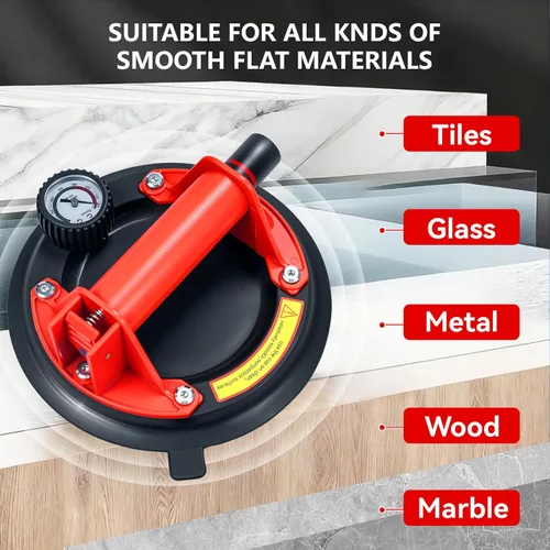 Vista 5 de Paquete de 2 ventosas resistentes de 8" para levantar vidrio grande, carga máxima de 960 libras, ventosas para ventanas, potente herramienta