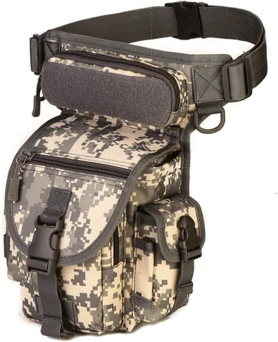 Bolsa táctica de pierna caída, cangurera militar, paquete de muslos MOLLE panel de utilidad cruzada sobre la pierna (camuflaje ACU)