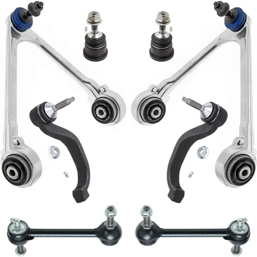 Vista 338 de Detroit Axle - Kit de ocho piezas - brazos de control de suspensión inferior delantero y trasero con juntas de bolas, extremos de barras