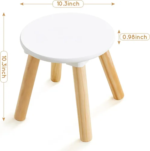 Vista 3 de Beright Taburete de madera para niños, taburete para niños, mesa sensorial perfecta a juego, taburete resistente de 9 pulgadas con cuatro patas