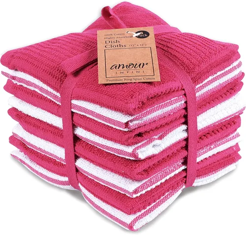 AMOUR INFINI Juego de 8 paños de cocina para lavar platos, altamente absorbentes, súper suaves, trapos reutilizables de secado rápido para limpiar y