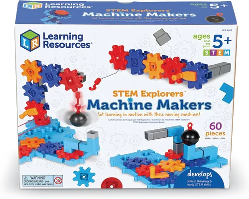 Vista 8 de Learning Resources STEM Explorers Machine Makers - 60 piezas, a partir de 5 años, juguetes Montessori de construcción, actividades de ingeniería