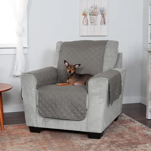 Vista 7 de Furhaven - Funda para muebles de sala de estar para perros y gatos, protector reversible de dos tonos, resistente al agua, lavable, color gris