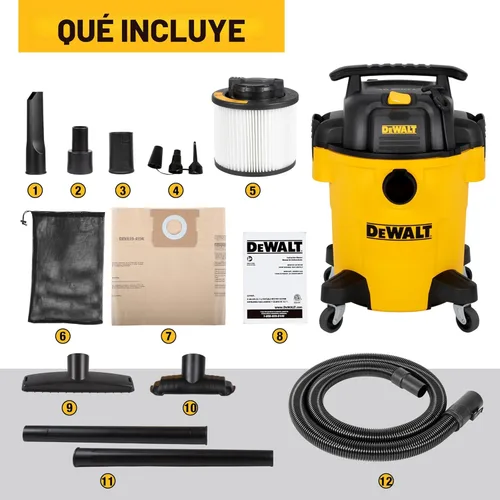 Vista 7 de DEWALT Aspiradora de 6 galones 4HP Poly Wet Dry Vacuum Solución de limpieza definitiva para entornos de taller de construcción, para trabajo