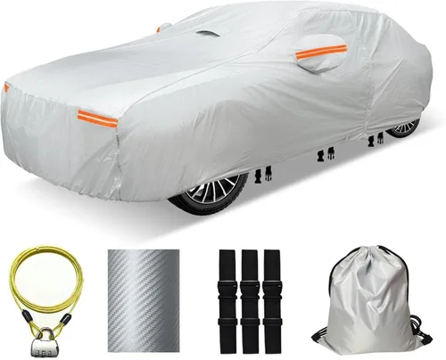 Vista 15 de Funda para coche SUV de 30 capas para automóviles, impermeable para todo tipo de clima, protección UV, resistente a la nieve, resistente al viento