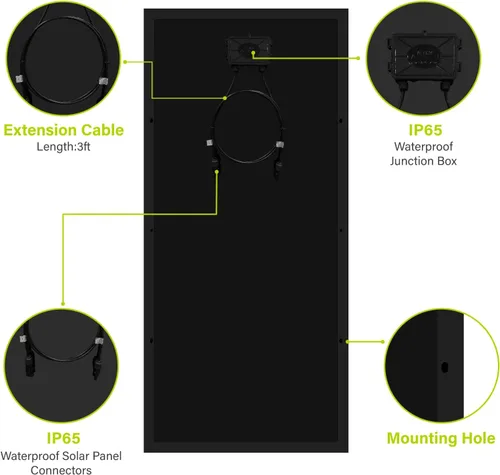 Vista 5 de Newpowa PRO panel solar monocristalino de 200 vatios 12 voltios 200W 12V, módulo PV de 9 barras de colector, módulo mono de alta eficiencia para RV