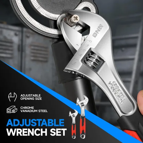 Vista 5 de DNA Motoring TOOLS-00050 - Llave inglesa ajustable de 10 pulgadas, herramienta de reparación automotriz de acero vanadio con mordazas de cuatro