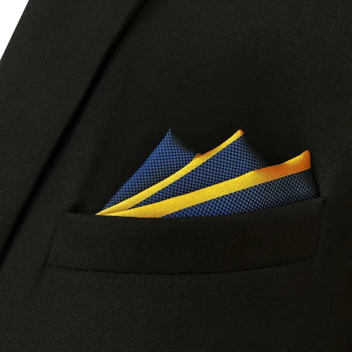 Vista 4 de S&W SHLAX&WING Cuadros de bolsillo a rayas para hombre, accesorios de rayas amarillas y azul rey, Varios