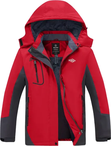 Vista 9 de wantdo Chaqueta de esquí impermeable de montaña para mujer, chaqueta de lluvia resistente al viento, abrigo cálido con capucha para invierno