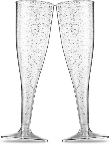 Vista 10 de 100 copas de champán de plástico – Copas de champán transparentes desechables de 5 onzas para fiestas, Mimosa Bar, eventos, boda y fiesta de ducha