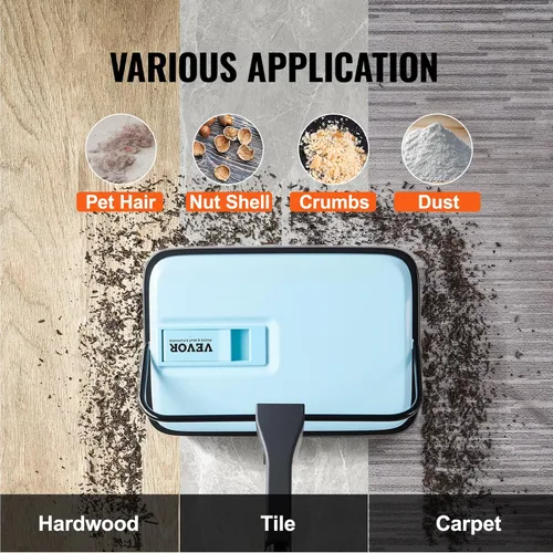 Vista 6 de VEVOR Barrida de Alfombra Manual, Escoba de Piso con Capacidad de Cubo de Polvo de 300 ml Fácil de Vaciar, Ancho de Limpieza de 6.7 Pulgadas