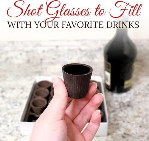 Vista 4 de Lang's Chocolates Vasos de chupito de chocolate negro - Chocolate Kosher sin lácteos - Taza de postre sin gluten - Grandes vasos de chupito