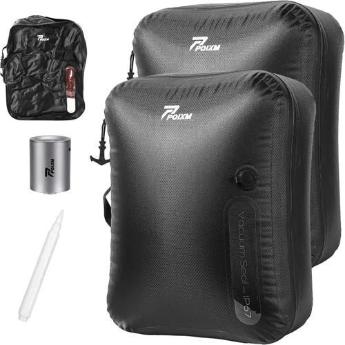 Vista 14 de Bolsas de vacío POIXM para viajes, cremallera de apertura de 180°, impermeables IP67, bolsas de compresión reutilizables para ahorrar espacio