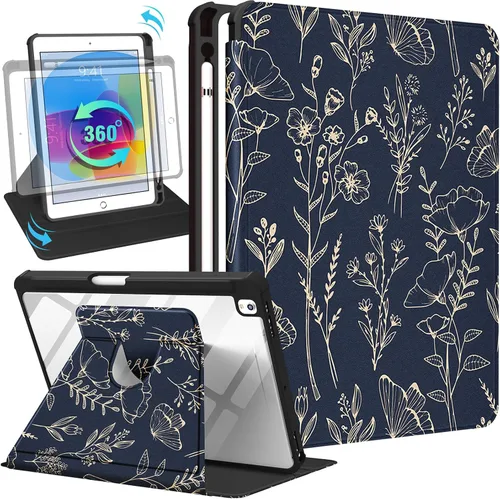 Vista 9 de Uppuppy Funda para iPad de 9ª/8ª/7ª/Air de 3ª Generación Caso 10.2" y para iPad Pro de 10.5 Pulgadas Fundas Soporte Giratorio de 360 Grados Funda