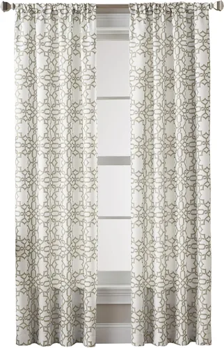 Vista 6 de CHF Lotus Harmony - Cortina con estampado geométrico, 63 pulgadas, lino