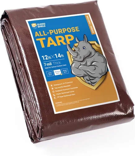 Vista 109 de GUARD SHIELD - Lona negra impermeable de 6 x 6 pies, cubierta de lona de polietileno, de servicio medio y uso general de 7 mil