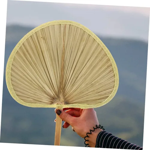 Vista 2 de Yardwe Ventilador de mano chino tradicional ventilador tejido de bambú hecho a mano verano fresco pu hogar decorativo estilo aleatorio