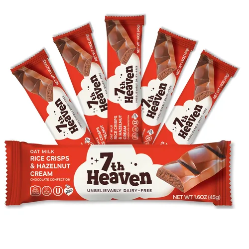 Vista 13 de 7th Heaven, Barras veganas de chocolate con leche de avena: coco caramelizado (1.6 oz - paquete de 6), chocolate saludable, regalo perfecto de San