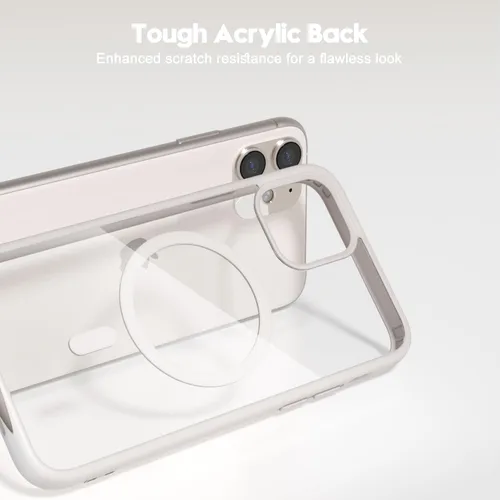 Vista 7 de oakxco Funda magnética transparente compatible con Magsafe, delgada, transparente, no amarillea, híbrida de silicona suave y cubierta protectora