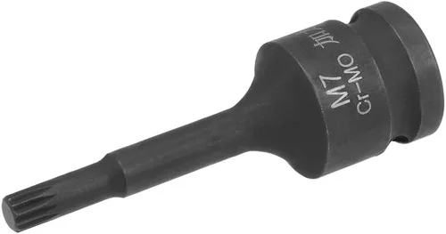 uxcell 1/2" Drive x M7 (0.276 in) Impact Triple Square Spline Bit Socket, métrico 3" longitud, uso de acero CR-MO con destornilladores de impacto o