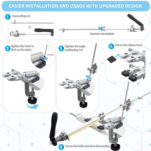 Vista 7 de CWOVRS Kit de afilado de cuchillos, sistema de afilado de cuchillos de precisión RX-009, rotación de giro de 360°, afilador de cuchillos de ángulo