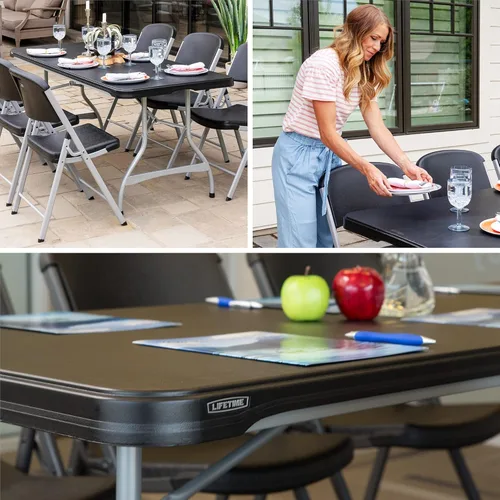 Vista 7 de Lifetime Products 280350 Mesa plegable apilable comercial, 6 pies, color negro
