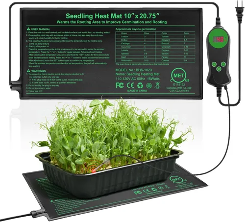 Vista 11 de Alfombrilla térmica para plántulas con termostato de 40 a 108 grados Fahrenheit, almohadilla térmica hidropónica cálida con controlador