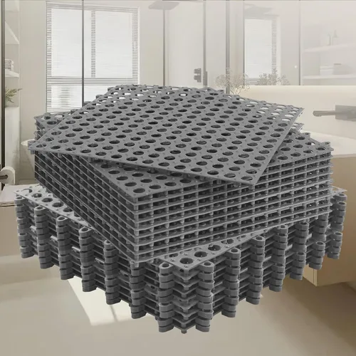 Paquete de 16 baldosas de goma entrelazadas de 12 x 12 pulgadas, antideslizantes, de PVC suave, empalme para ducha, tapete acolchado al aire libre