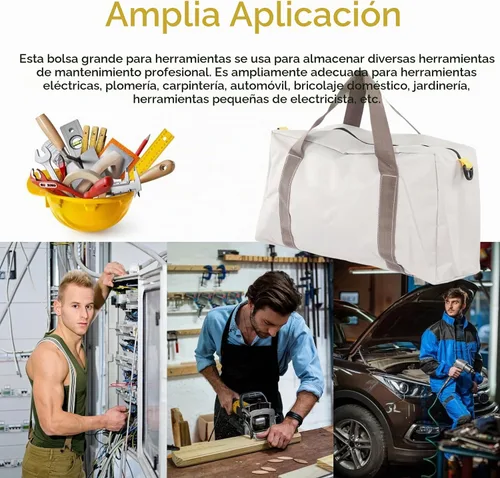 Vista 6 de Bolsa de herramientas de boca ancha, bolsa de herramientas grande de 20 pulgadas, bolsa de almacenamiento de herramientas resistente con suave