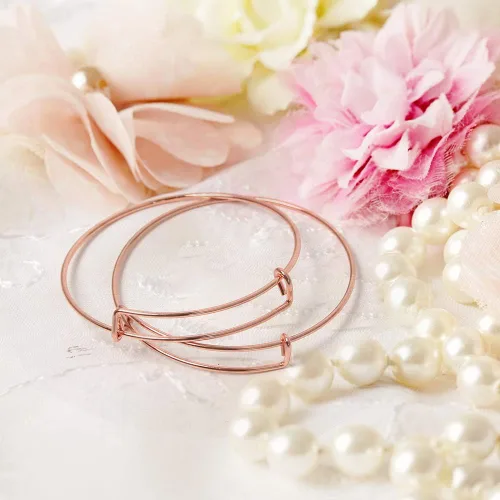 Vista 5 de UPINS 60 pulseras expandibles, pulseras ajustables de alambre de acero inoxidable en blanco a granel para mujer, fabricación de joyas de 2.6 pulgadas