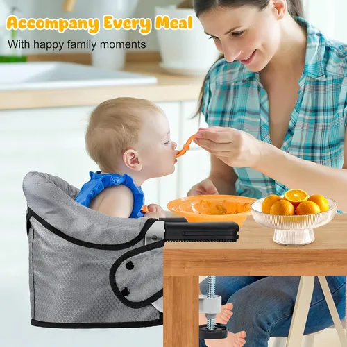 Vista 5 de Silla de mesa rápida con gancho en la silla con clip en la silla de sujeción de la mesa, asiento de alimentación portátil resistente, almacenamiento
