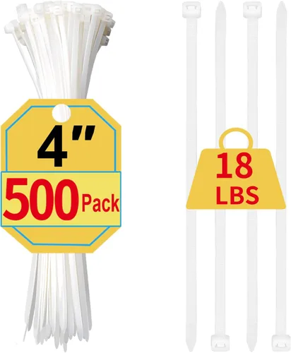 Vista 10 de Bridas de plástico, bridas blancas de varios tamaños 4+6+8+12 pulgadas, paquete de 400, bridas para cables blancas, bridas transparentes, bridas