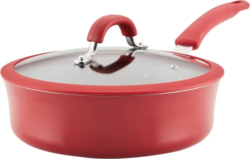 Vista 14 de Rachael Ray Cook + Create Sartén Sauté Antiadherente con Tapa, 3 Cuartos, Azul Agave