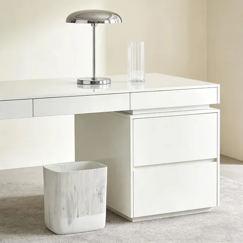 Vista 5 de Polytree Basurero de baño de 1.8 galones (7 litros) pequeño cubo de basura para cocina, papelera decorativa para dormitorio, oficina, mármol