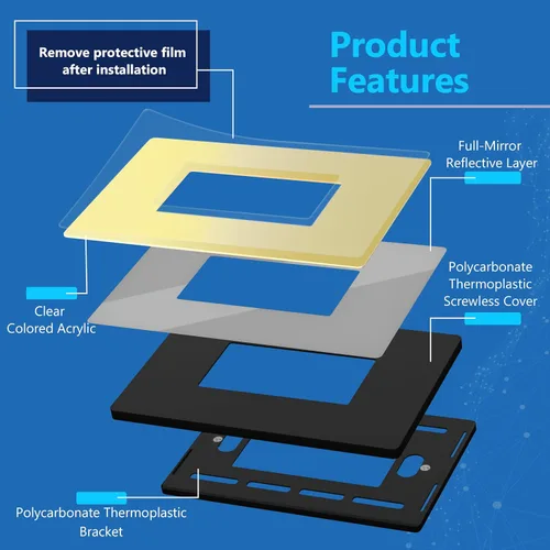 Vista 6 de LIDER Placa de pared decorativa, resistente a los impactos, acrílico espejado, plexiglás, acabado reflectante, actualización moderna, cubierta