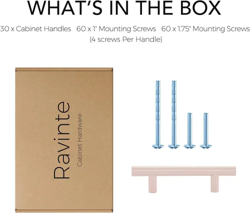 Vista 5 de Ravinte - 30 manijas de acero inoxidable para armario de cocina, 5 pulgadas de largo, agujero de 3 pulgadas, rosado